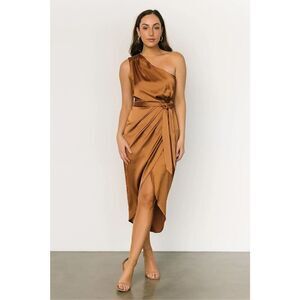 NWOT Celia One Shoulder Bronze Midi Dress by BalticBorn Medium